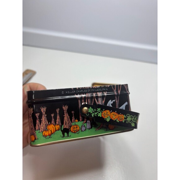 Vintage Keller Charles Halloween Tin Box Haunted House Ghosts Jack O Lanterns - Picture 9 of 12